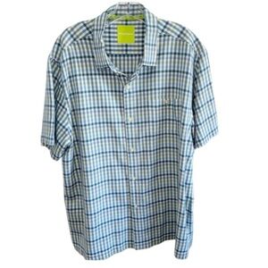 Tommy Bahama Silk Blue Plaid Short Sleeve Camp Shirt Mens Sz XL Pocket